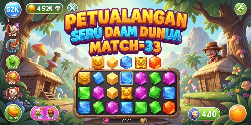 Gameplay seru 5ZK dengan tantangan Match-3 yang menarik.