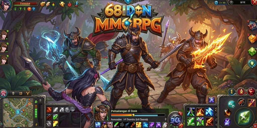 Screenshot gameplay 68IDN menampilkan pertempuran seru di dunia fantasi.