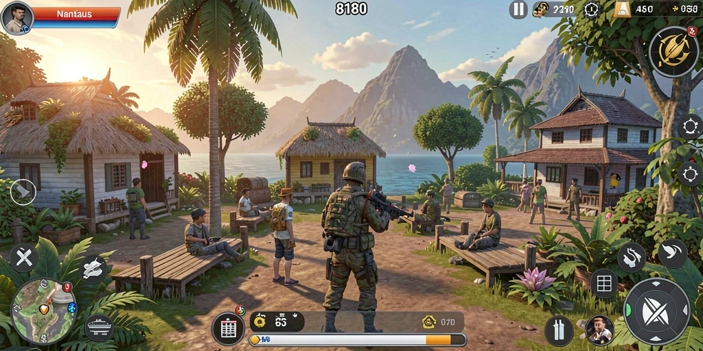 Tangkapan layar utama 8180 menampilkan interaksi karakter dalam gameplay Simulation.
