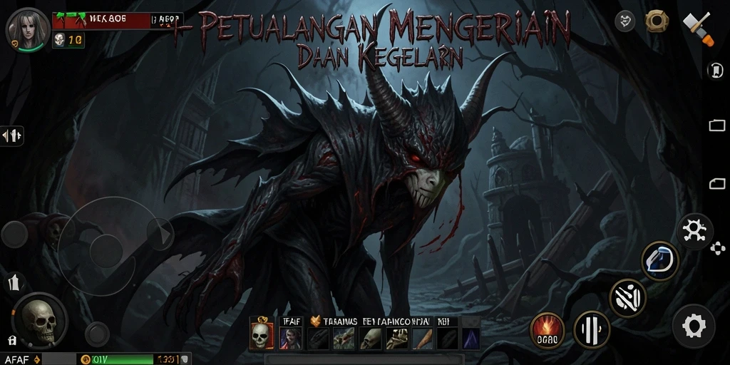 Tampilan menegangkan dalam gameplay AFAF saat berhadapan dengan makhluk menyeramkan.