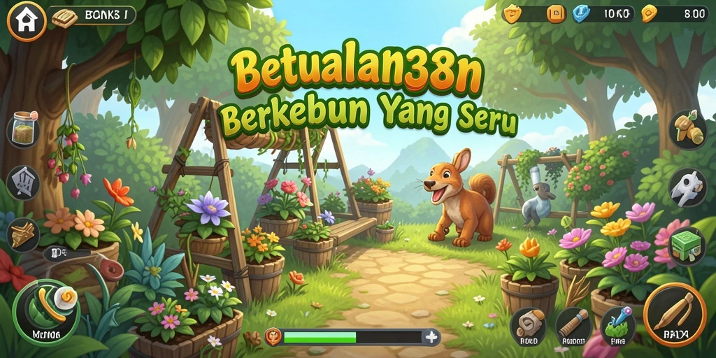 Tampilan gameplay seru dari BANK338 dengan berbagai aktivitas berkebun.
