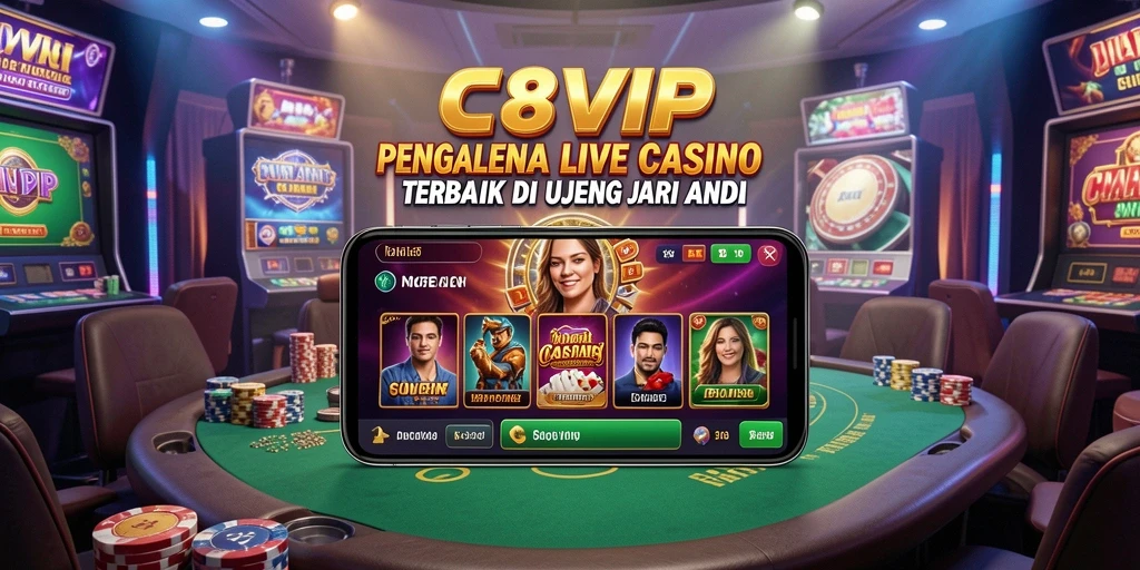 Screenshot C8VIP menampilkan dealer profesional dan meja permainan Live Casino.