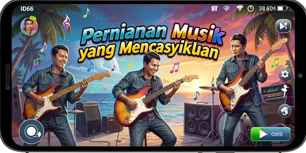 Screenshot permainan ID66 menampilkan gameplay musik yang menyenangkan.