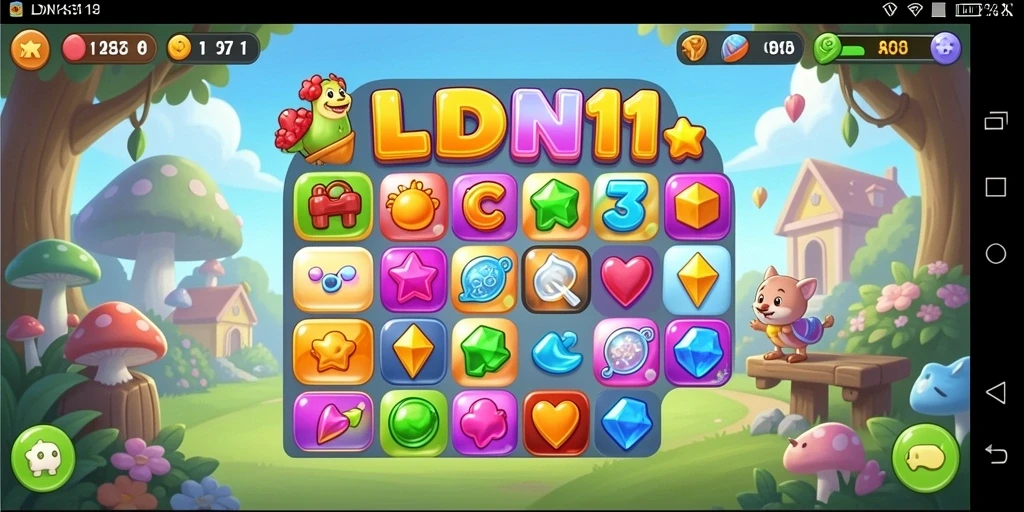 Tampilan gameplay LDN11 yang menakjubkan dengan permaianan Match-3.