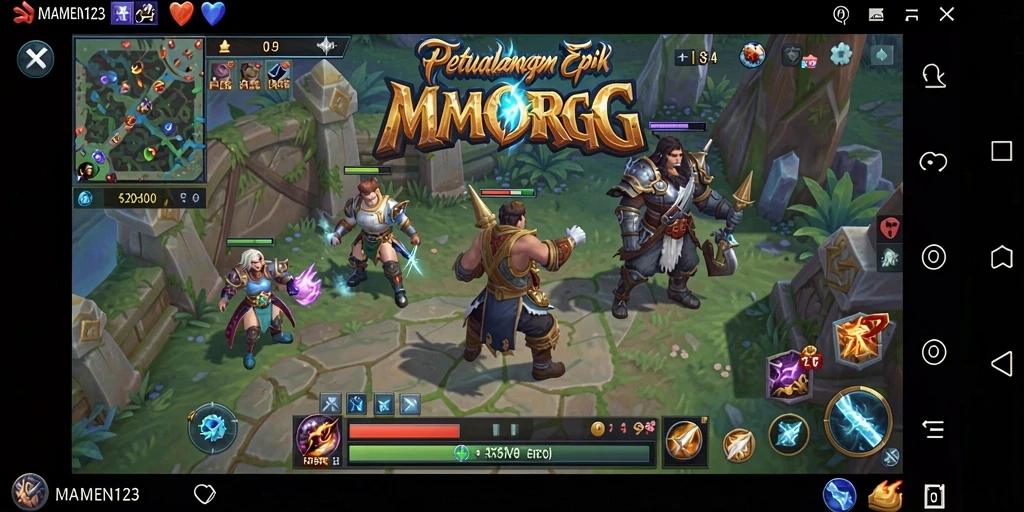 Screenshot dari game MAMEN123 menampilkan aksi pertarungan seru di dunia MMORPG.