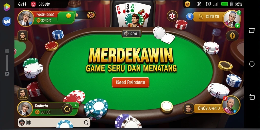 Tampilan menyenangkan dari gameplay Poker di MERDEKAWIN.