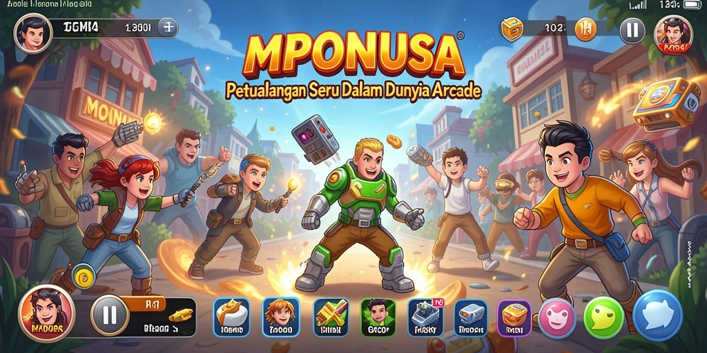 Screenshot gameplay MPONUSA menampilkan aksi seru dalam permainan arcade.