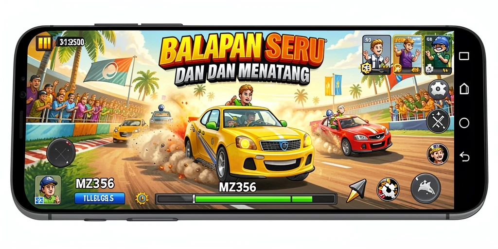 Tampilan gameplay MZ356 dalam aksi balapan yang mendebarkan.