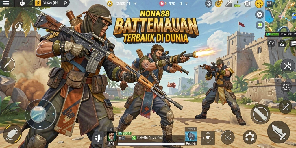 Gameplay seru NONA88 dalam pertarungan Battle Royale yang intens.