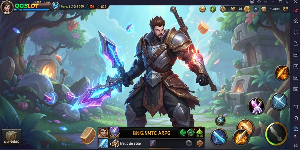 Tampilan gameplay seru dari QQSLOT yang menampilkan pertarungan epik.