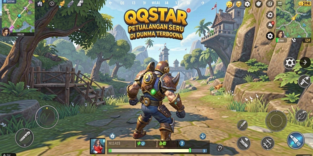 Screenshot menampilkan pemain menjelajahi dunia terbuka yang indah.