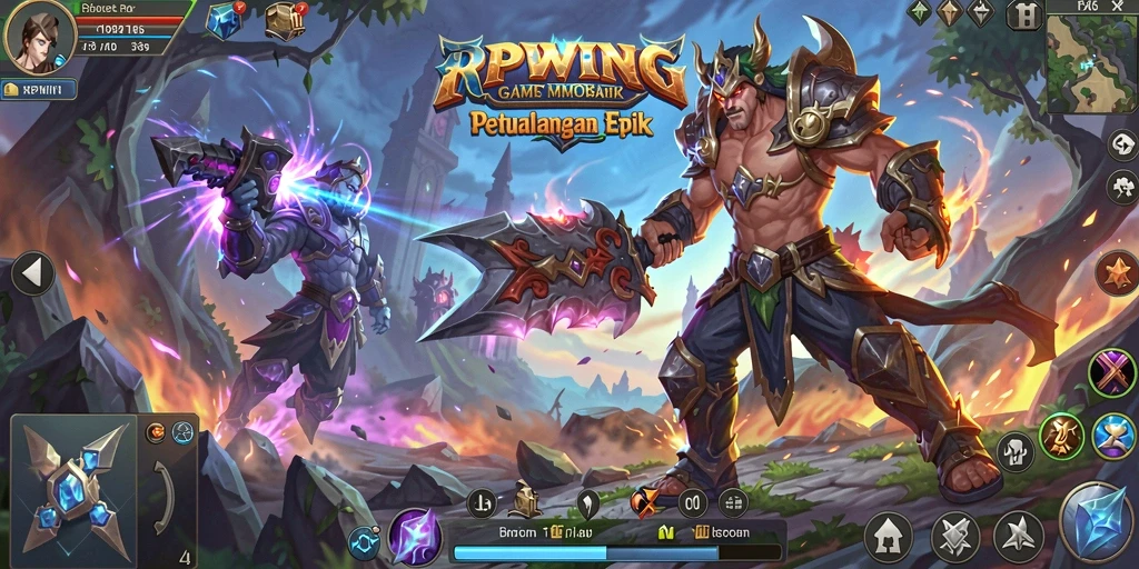 Screenshot gameplay RPWIN1 menampilkan pertempuran seru dan eksplorasi dunia yang luas.