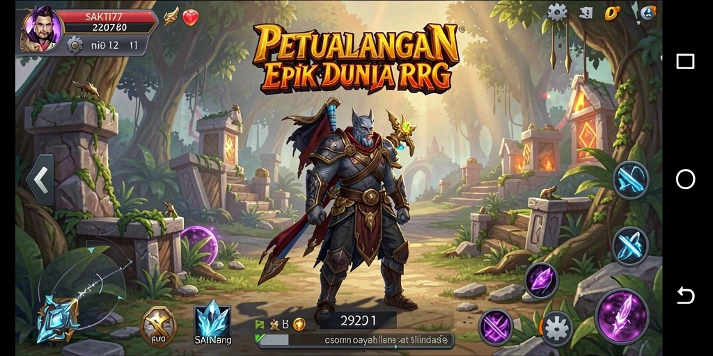 Screenshot utama SAKTI77 menunjukkan pertempuran epik di dunia fantasi.