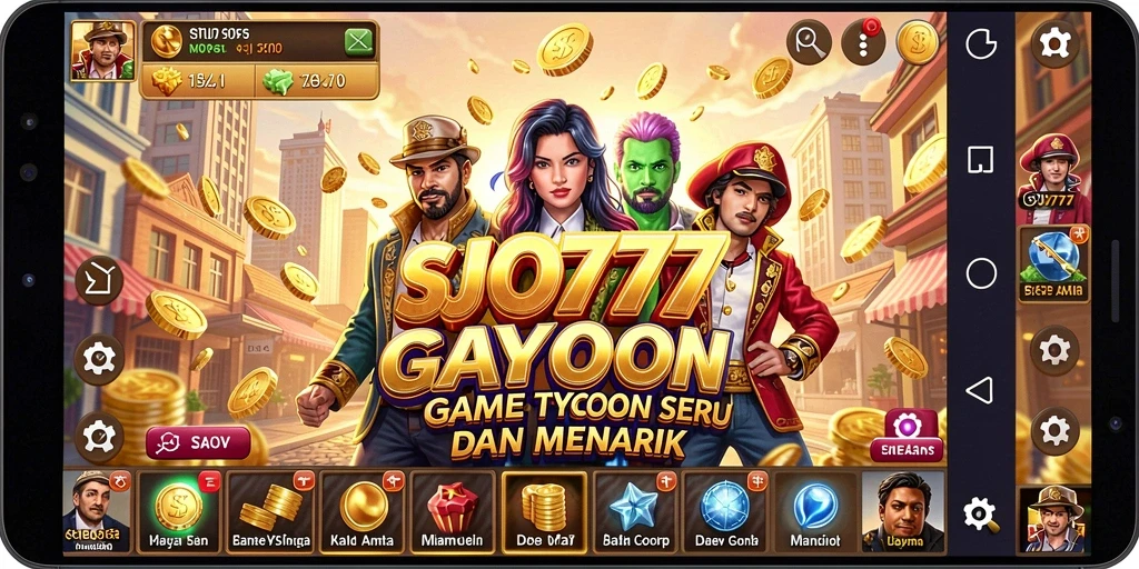 Tampilan gameplay SJO777 yang menampilkan manajemen bisnis yang dinamis.