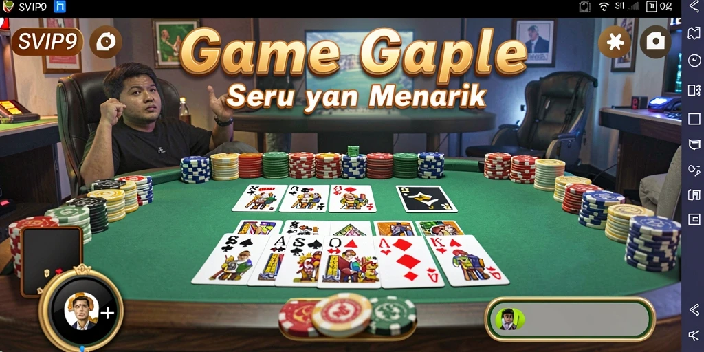 Screenshot gameplay SVIP9 yang menampilkan keseruan bermain Gaple.