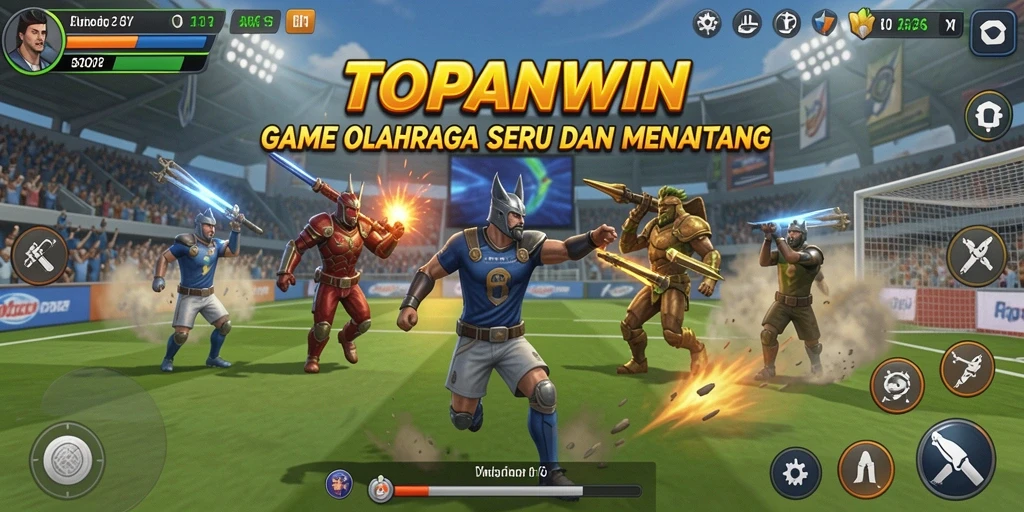 Screenshot utama TOPANWIN menunjukkan aksi seru dalam permainan olahraga.