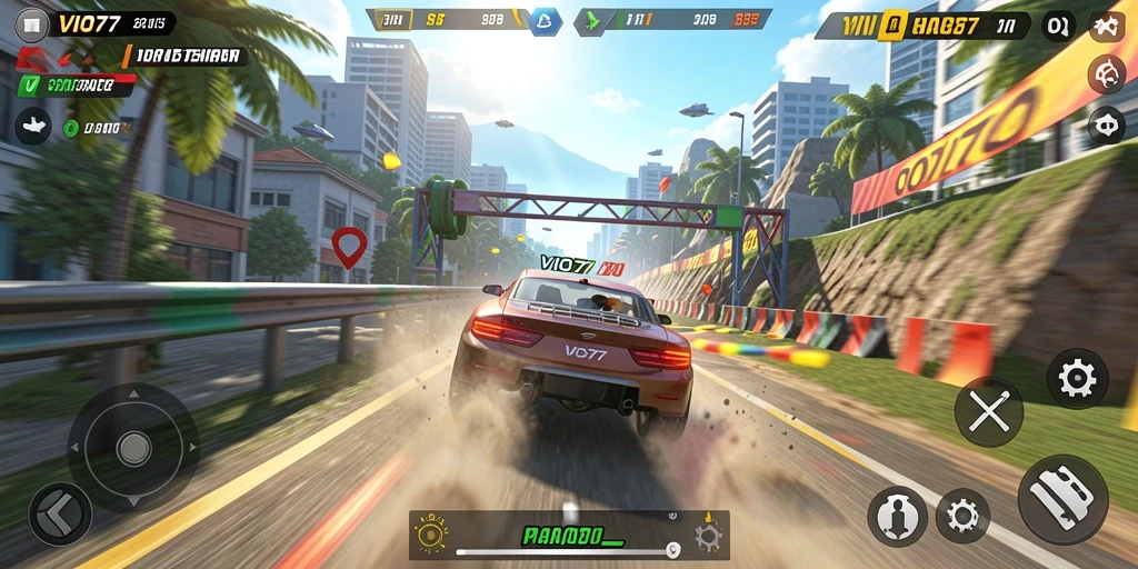 Screenshot VIO77 menampilkan aksi balapan yang seru dan penuh adrenaline.