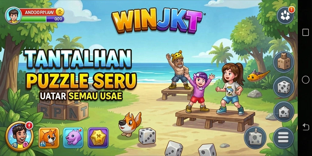 Screenshot gameplay WINJKT menampilkan tantangan puzzle yang menarik.