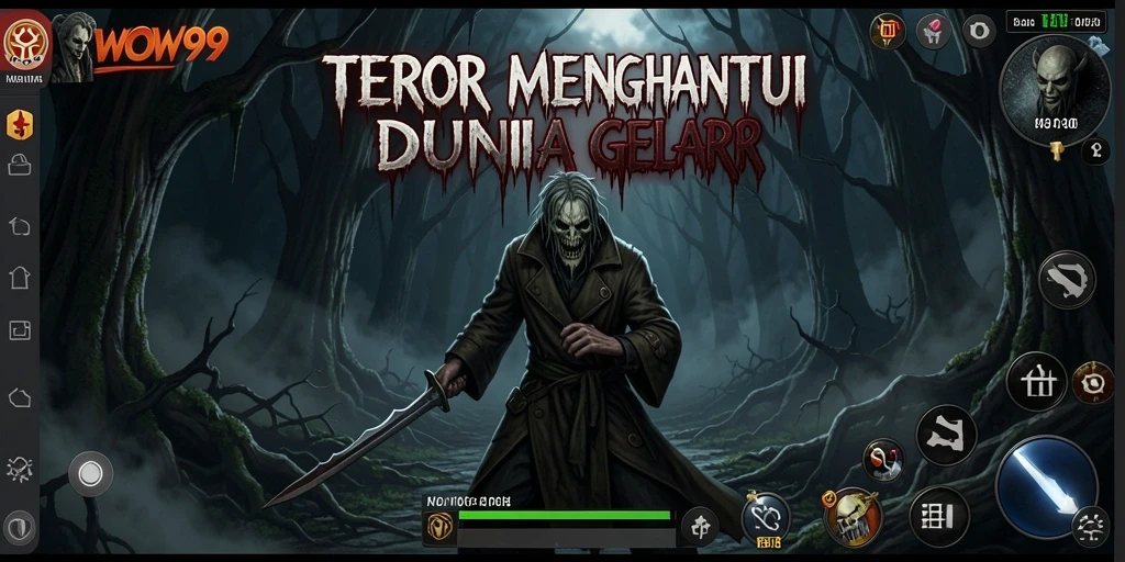 Screenshot WOW99 menampilkan suasana gameplay menegangkan dengan efek visual menakutkan.