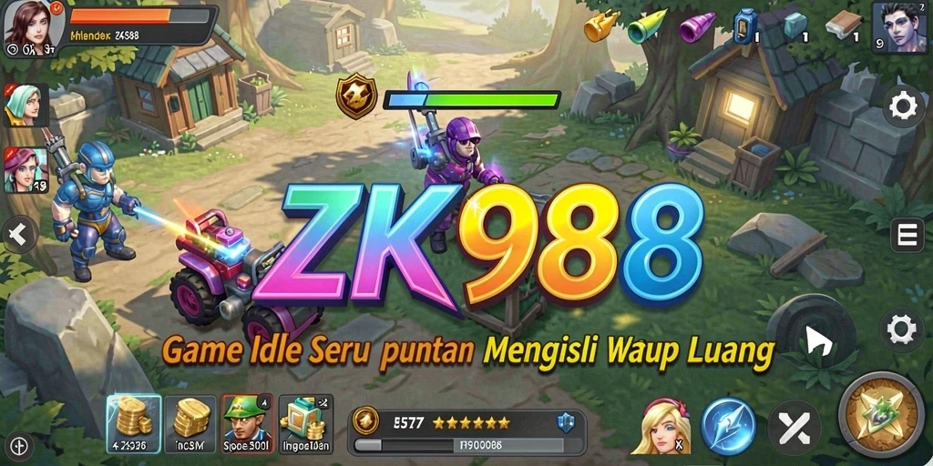 Screenshot gameplay ZK988 menampilkan karakter yang berlomba untuk mencapai level lebih tinggi.